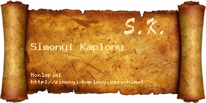 Simonyi Kaplony névjegykártya